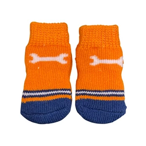 Csontocskás narancssárga kutyazokni, csúszásgátló talppal, M-es