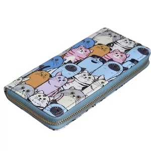 Macska mintás nagy pénztárca, világoskék