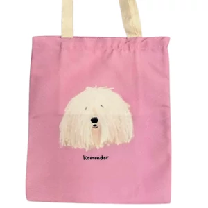 Komondor mintás rózsaszín vászontáska 