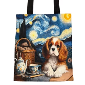 Van Gogh stílusú spániel mintás vászontáska