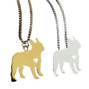 Francia bulldog nyaklánc, ezüst színben