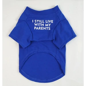 &quot;Még mindig a szüleimmel élek&quot; kutyapóló, kék, XXL-es