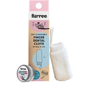 Fürree - Ujjra húzható fogtisztító kendő kutyáknak és macskáknak, ajándék fogmosó porral