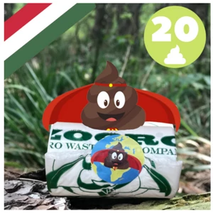 Zooro - PoopHero Lebomló és Komposztálható Kakizacskó, 20 db-os kiszerelés | magyar termék
