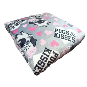 Mopsz mintás wellsoft pléd, 200 x 230 cm, szürke Mopsz mintás wellsoft pléd, 200 x 230 cm, szürke