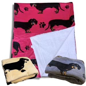 Tacskó mintás PRÉMIUM mikroplüss bárány pléd, 200 x 230 cm, több színben