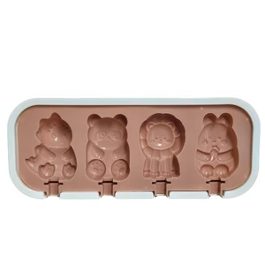 Jégkrém Készítő Szilikon Forma – Állatos Design, Műanyag Kerettel és Fedéllel, Barack