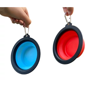 Hordozható, összecsukható kisállat tál utazáshoz, piros