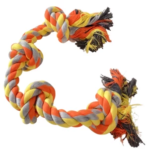 Többszínű 4 csomós kötéljáték kutyáknak, 60 cm