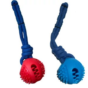 Nunbell jutalomfalattal tölthető kötél labda kutya játék, 20 cm, kék és piros