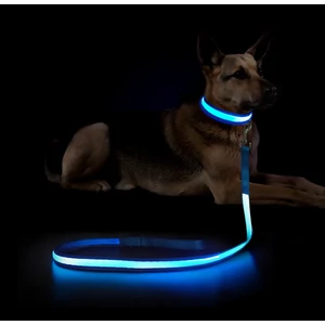 Világító éjszakai LED póráz USB töltéssel, kék