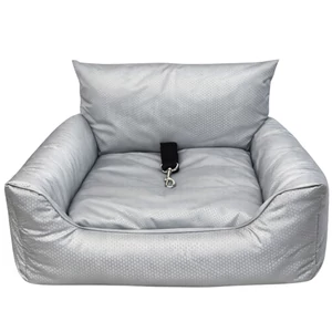 Prémium kutyaülés autóba, világosszürke