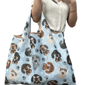 Összehajtható bevásárló táska, tacskó fejes