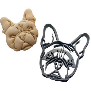 Francia bulldog fej mintás sütemény kiszúró, szürke