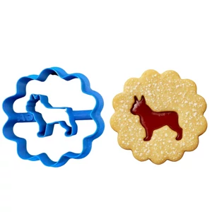 Francia Bulldog mintás linzer kiszúró szett, kék