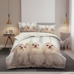 Máltai selyemkutya mintás 3 részes ágynemű garnitúra