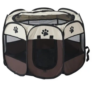 Hordozható kisállat kennel, 90 x 90 x 60 cm, barna-szürke