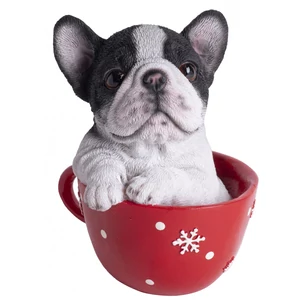 Francia bulldog csészében kerámia szobor