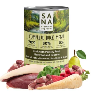 SANADOG Főtt Kacsa Menü petrezselyemgyökérrel, céklával és szezámmal, 400 g