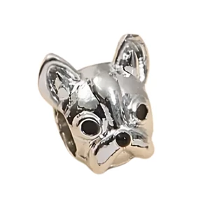 Francia bulldog fej charm karkötőre, ezüst színű
