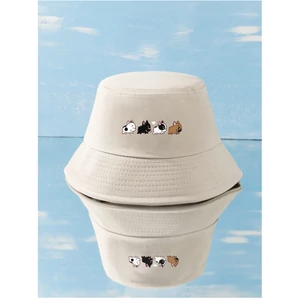 Francia bulldog mintás kalap, krémszínű