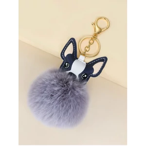 Szürke pompom kulcstartó