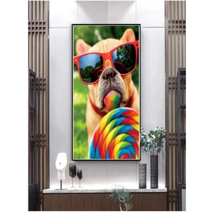 BASIC Gyémántfestő szett, szivárvány francia bulldog, 40x30 cm, keret nélkül