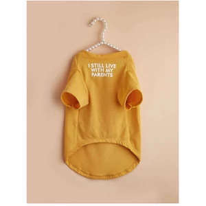 &quot;Még mindig a szüleimmel élek&quot; kutyapóló, sárga, XXL-es