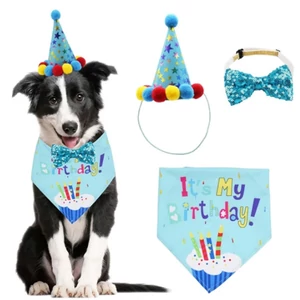 Kutya Születésnapi fiús szett, kendő + csokornyakkendő + csákó