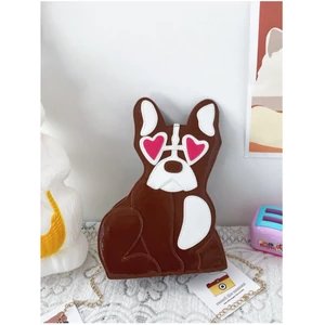 Francia bulldog alakú, műbőr táska, barna
