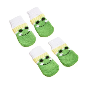 Békás zöld kutyazokni, csúszásgátló talppal, S-es