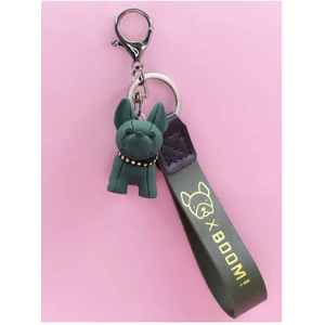 Zöld francia bulldog kulcstartó