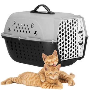 Springos kisállat szállítóbox , szürke-fekete, 48 x 33 x 27 cm