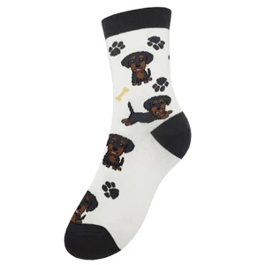 Kölyök tacskó mintás zokni mancsokkal és csonttal, 35-38-ig