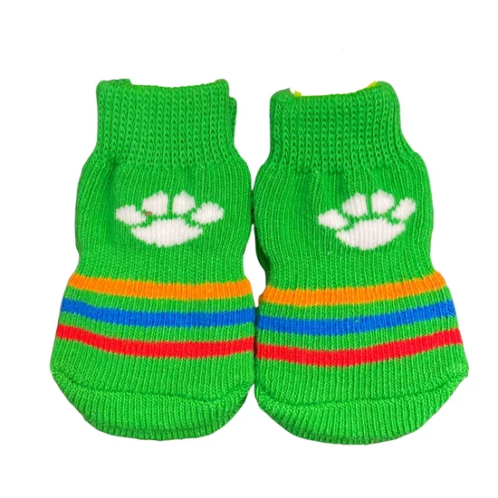 Tappancsos zöld kutyazokni, csúszásgátló talppal, S-es