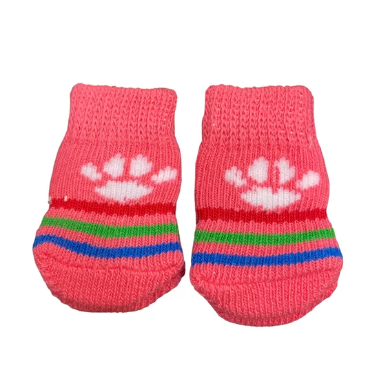 Tappancsos rózsaszín kutyazokni, csúszásgátló talppal, M-es