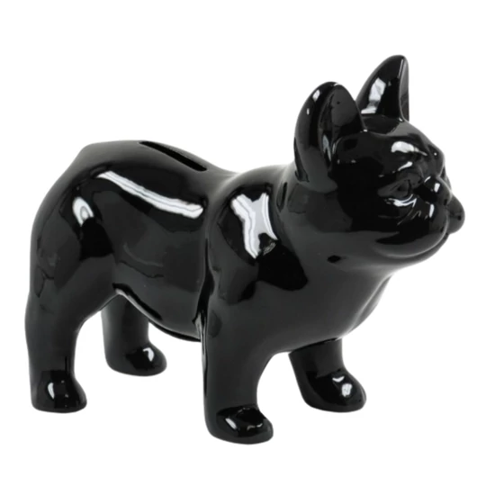 Álló francia bulldog persely, fekete