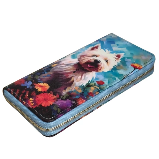 Westie a réten mintás cipzáras nagy pénztárca