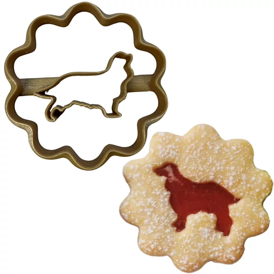 Cavalier King Charles spániel mintás linzer kiszúró szett, arany