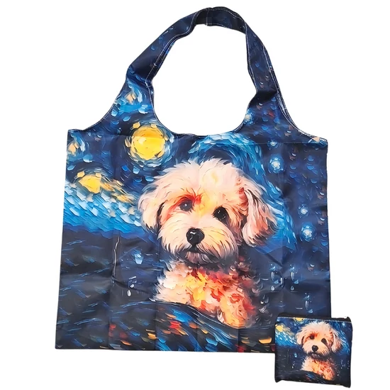 Van Gogh stílusú bolognese mintás összehajtható bevásárlótáska tároló tokban