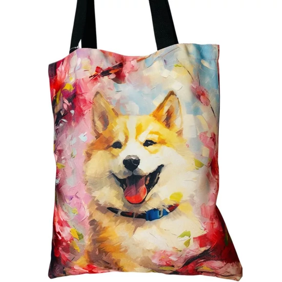 Shiba Inu mintás nagy vászontáska