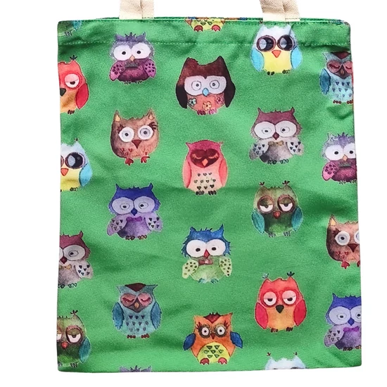 Bagoly mintás zöld vászontáska 