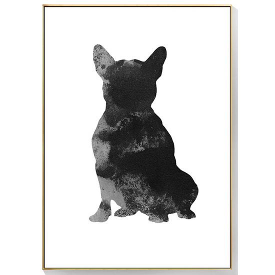 Modern fekete-fehér francia bulldog kép - 20x30 cm, ülő