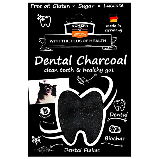 QCHEFS Charcoal Flakes természetes fogtisztító a kellemetlen szájszag és fogkő ellen
