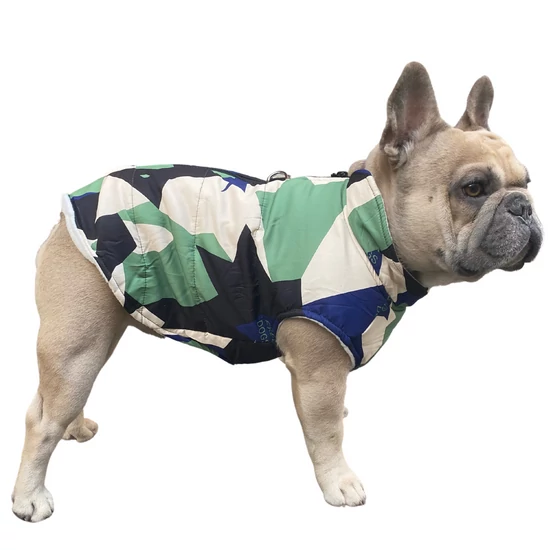 Free Dogs bélelt kutyakabát, zöld, XL-es (francia bulldog méret)