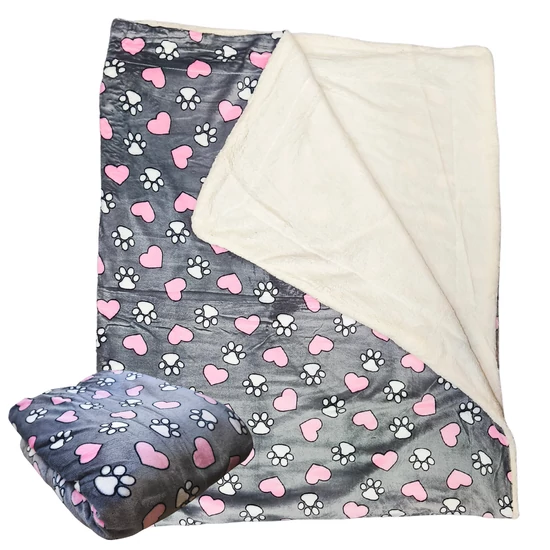 Mancs mintás PRÉMIUM mikroplüss báránypléd, 200 x 230 cm, szürke