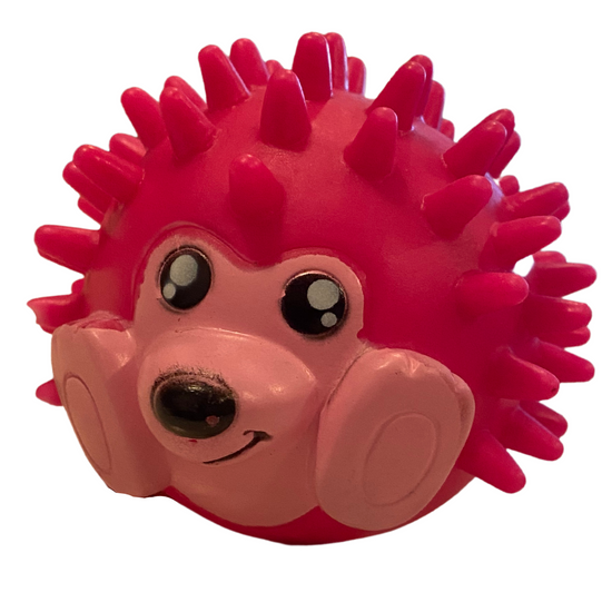 Fogtisztító süni labda - csipogó játék kutyáknak, 8 cm, pink