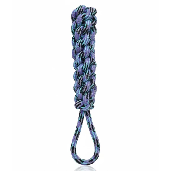 Vastag, fonott húzós kötéljáték kutyáknak, 20 x 5 cm, lila