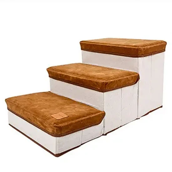 Összecsukható kisállat lépcső tárolóval barna színben