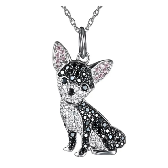 Csillogó fekete francia bulldog nyaklánc